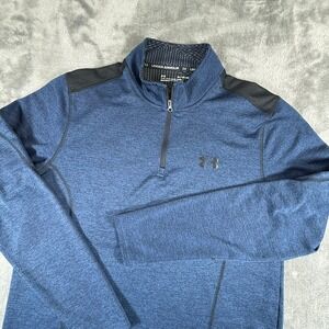 Under Armour ColdGear FITTED Men's Blue Heather Quarter Zip Pullover Shirt XL